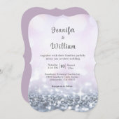 Modern Silver Paars Glitter Script Weddenschap Kaart (Voorkant / Achterkant)