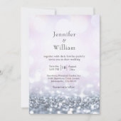 Modern Silver Paarse Glitter Wedding Kaart (Voorkant)