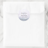 Modern Silver Paarse Glitter Wedding Ronde Sticker (Tas)