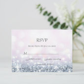 Modern Silver Paarse Glitter Wedding RSVP Kaartje (Staand voorkant)