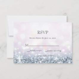 Modern Silver Paarse Glitter Wedding RSVP Kaartje