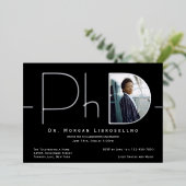 Modern Silver Photo PhD-Afstuderen Folie Uitnodiging (Staand Voorkant)