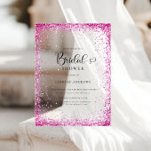 Modern Silver Pink Glitter Bridal Shower  Acryl Uitnodigingen