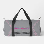 Modern Silver Pink Sripe Travel Duffle Bag Plunjezak (Voorkant)