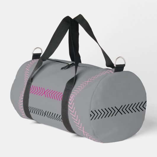 Modern Silver Pink Sripe Travel Duffle Bag Plunjezak (Linkerhoek)