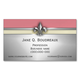 Modern Silver Pink Yellow Fleur de Lis Magnetisch Visitekaartje