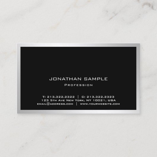 Modern Silver Professional Elegant Eenvoudige Sjab Visitekaartje (Achterkant)