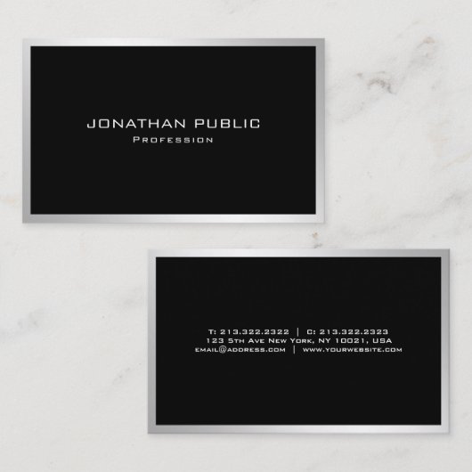 Modern Silver Professional Elegant Eenvoudige Sjab Visitekaartje (Voorkant / Achterkant)