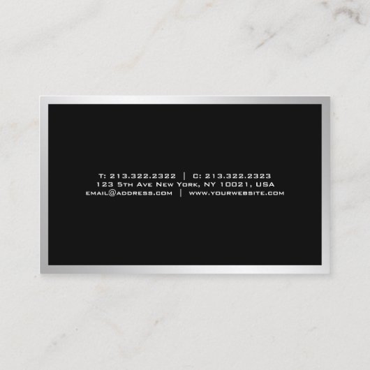 Modern Silver Professional Elegant Eenvoudige Sjab Visitekaartje (Achterkant)