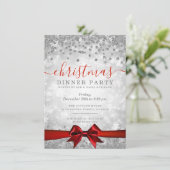 Modern Silver Red Kerstmis winter Kaart (Staand voorkant)