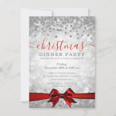 Modern Silver Red Kerstmis winter Kaart (Voorkant)