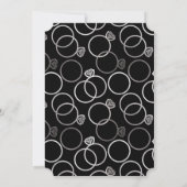 Modern Silver Rings Black Wedding Invitation Kaart (Achterkant)