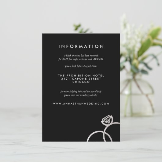 Modern Silver Rings Trouwinformatie Kaart (Staand voorkant)