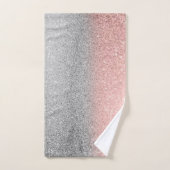 Modern Silver Roos Gold Glitter Ombre Bad Handdoek (Handdoek)