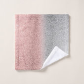Modern Silver Roos Gold Glitter Ombre Bad Handdoek (Wasdoekje)