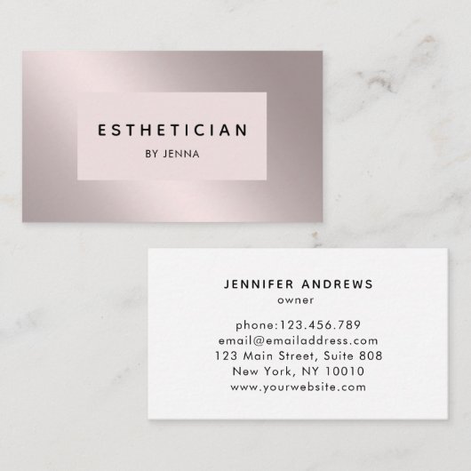 Modern Silver-Roos Salon Visitekaartje (Voorkant / Achterkant)