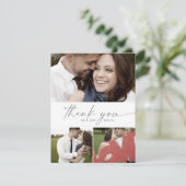 Modern Silver Script 3 Photo Collage Wedding Bedankkaart (Staand voorkant)