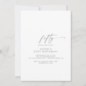 Modern Silver Script 50th Birthday Party Kaart (Voorkant)
