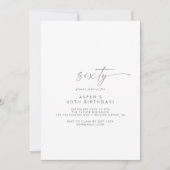 Modern Silver Script 60th Birthday Party Kaart (Voorkant)