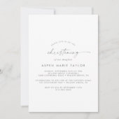 Modern Silver Script Christening Uitnodiging (Voorkant)