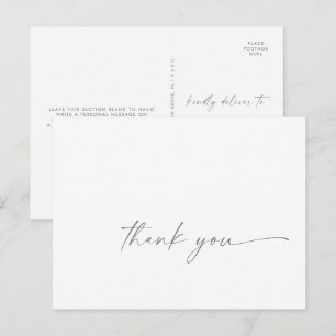 Modern Silver Script Dank u Briefkaart