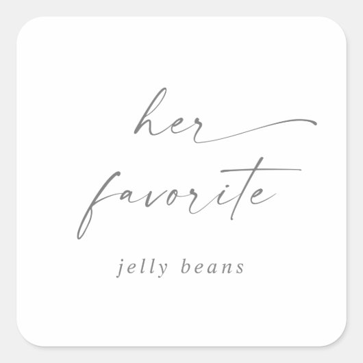 Modern Silver Script haar favoriete bruiloft Vierkante Sticker (Voorkant)