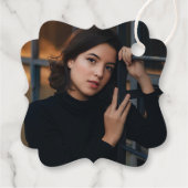 Modern Silver Script Naam 2025 Afstuderen Foto Bedankjes Labels (Achterkant)