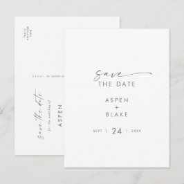 Modern Silver Script slaat de datum op Uitnodiging Briefkaart