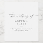 Modern Silver Script Weddenschap Wine Label Wijn Etiket (Enkel label)