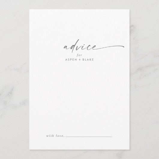 Modern Silver Script Wedding Advice Kaart (Voorkant)