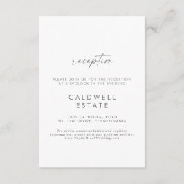 Modern Silver Script Wedding Reception Kaart invoe
