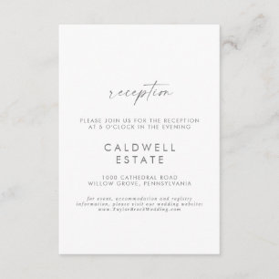 Modern Silver Script Wedding Reception Kaart invoe