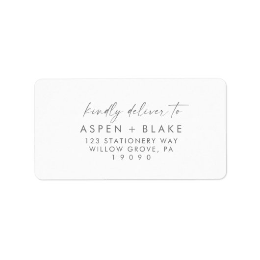 Modern Silver Script Wedding RSVP-Adresetiketten Etiket (Voorkant)