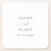 Modern Silver Script Wedding Square Paper Onderzet Kartonnen Onderzetters (Voorkant)
