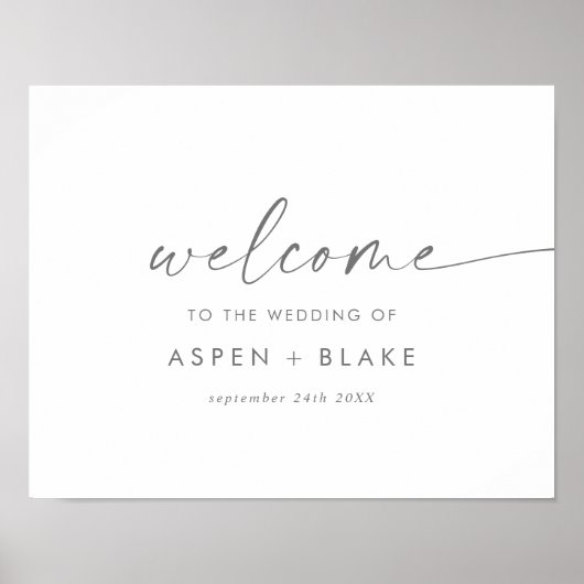 Modern Silver Script Wedding Welcome Poster (Voorkant)