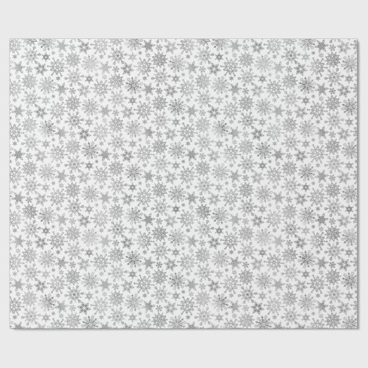 Modern Silver Snowflakes kerstavond Cadeaupapier (Vlak)