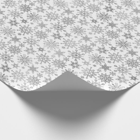 Modern Silver Snowflakes kerstavond Cadeaupapier (Hoek)