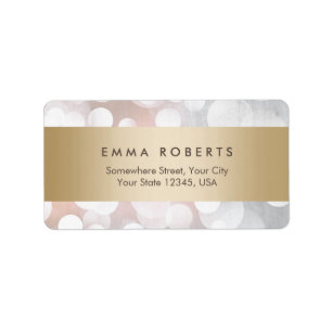Modern Silver Sparkles Gold Stripe Elegant Etiket