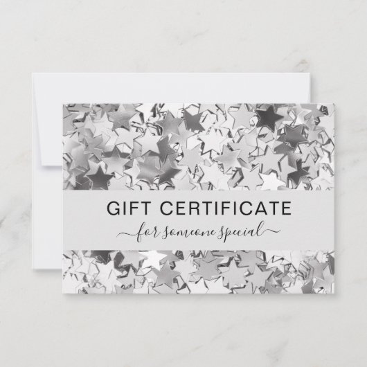 Modern Silver Stars Zakelijk Cadeaubon (Voorkant)