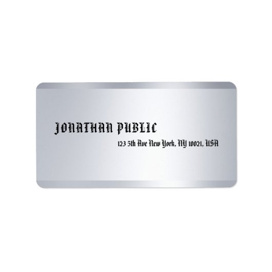 Modern Silver Stijlvolle Minimalistische Sjabloon  Etiket (Voorkant)