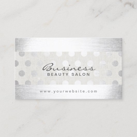 Modern Silver Stippen Beauty Salon Appointment Afsprakenkaartje (Voorkant)