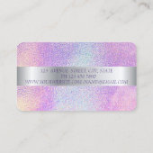 Modern, Silver Stripe, Brush Stroke Holographic Visitekaartje (Achterkant)