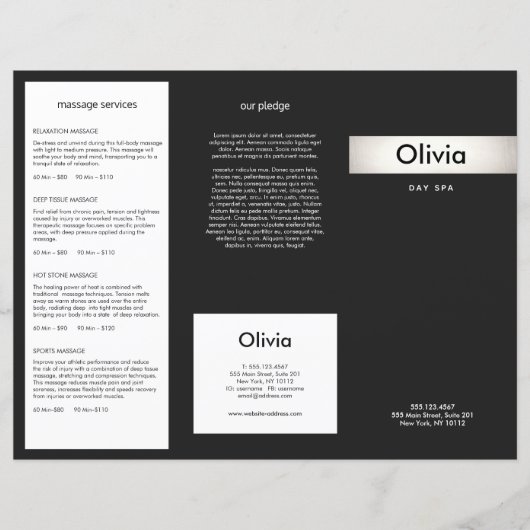 Modern Silver Stripe Hair Salon Tri-Fold Brochure (Voorkant)