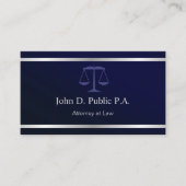 Modern Silver Stripe Navy Blue Lawyer Attorney Visitekaartje (Voorkant)