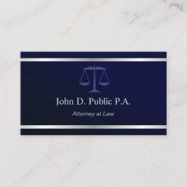 Modern Silver Stripe Navy Blue Lawyer Attorney Visitekaartje