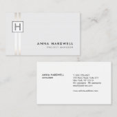 Modern Silver Stripe Professional Monogram Visitekaartje (Voorkant / Achterkant)