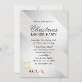 Modern Silver Stripes Classy Linen Kerstfeest Kaart (Voorkant)