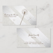 Modern Silver Stripes Elegant Dandelion Plain Visitekaartje (Voorkant / Achterkant)