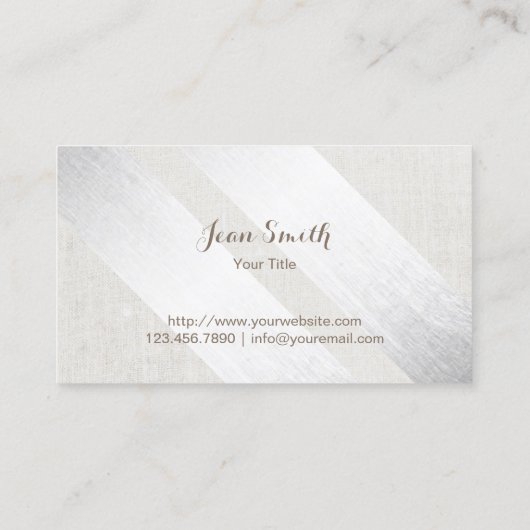 Modern Silver Stripes Elegant Dandelion Plain Visitekaartje (Achterkant)