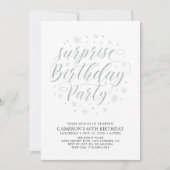 Modern Silver Surprise - Adult Birthday Party Kaart (Voorkant)